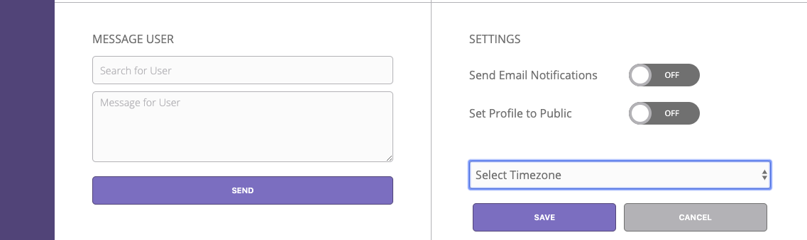 Message and Settings sections