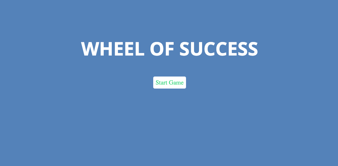 Screenshot of Wheel of Success Game welcome screen