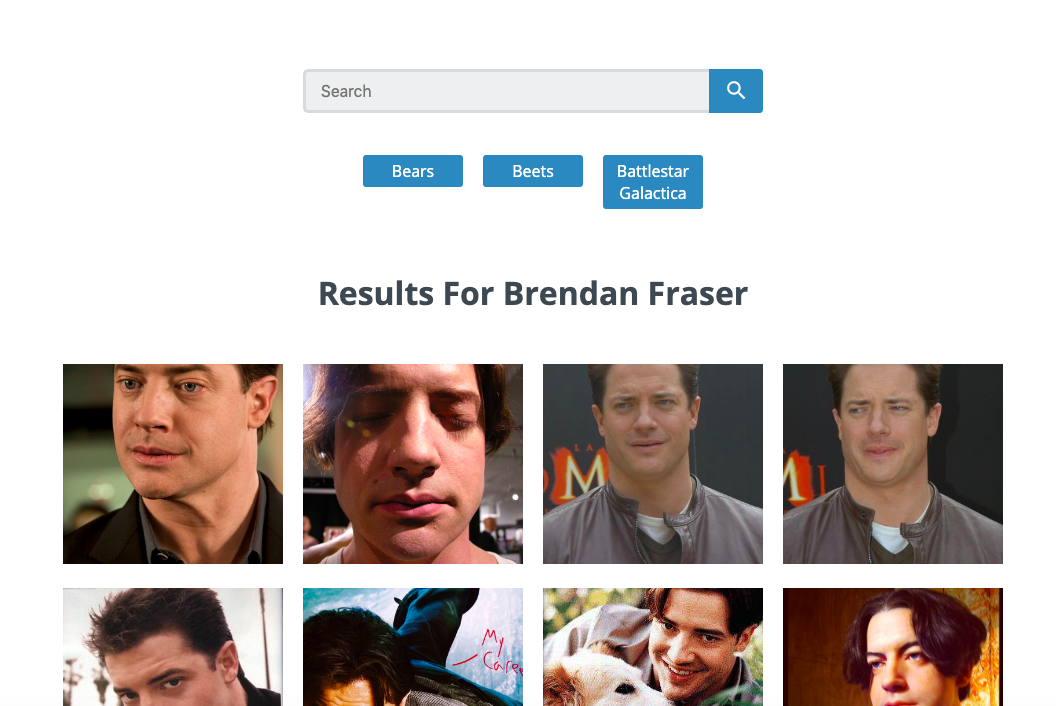 Searching for a non-predetermined search option such as "Brendan Fraser"